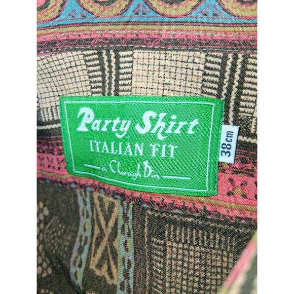 Vintage Charag Din Party Shirt Italian Fit Button-Up Long Sleeve Groovy - Picture 12 of 13